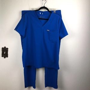 Figs Royal Blue Scrub Set XL